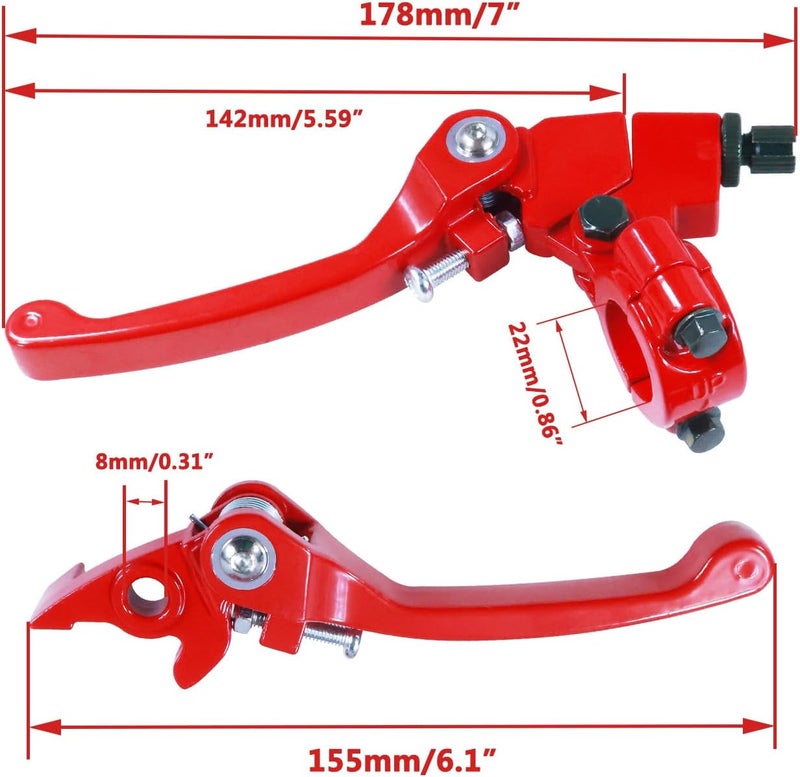 HOLATO Folding Clutch Brake Lever Cable Throttle Handle Grips Cable Kit for 50cc 70cc 110cc 125cc 150cc Apollo RFZ125 DBX15 X18 X19 Tao Tao DB17 DB27 Coolster M125 SSR Pit Dirt Bike Motorcycle Red - Image 3